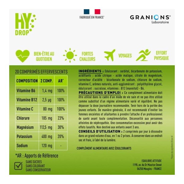 Granions Hydrop Vitamines et Minéraux comprimés