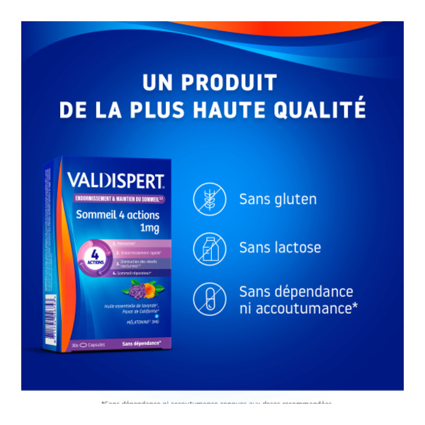 Valdispert Sommeil 4 actions 1 mg capsules