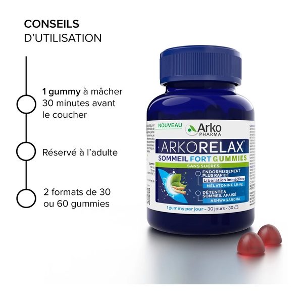 Arkorelax Sommeil Fort gummies mélatonine