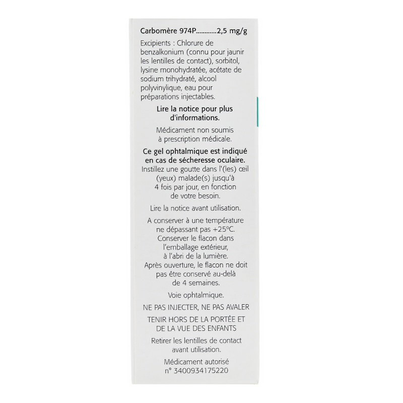 Siccafluid gel ophtalmique