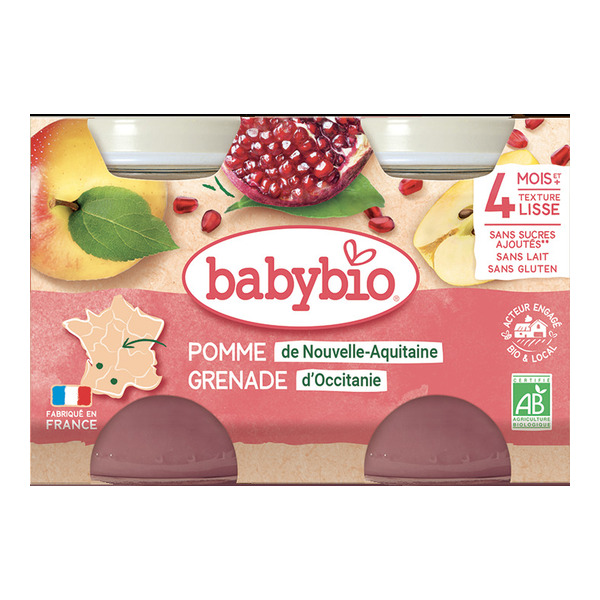 Babybio Petits Pots bébé Pomme Grenade bio