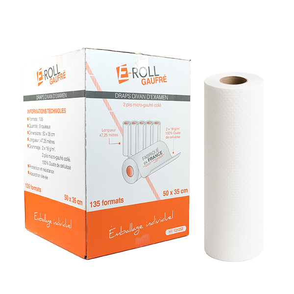 Rouleaux de draps d'examen médical gaufrés