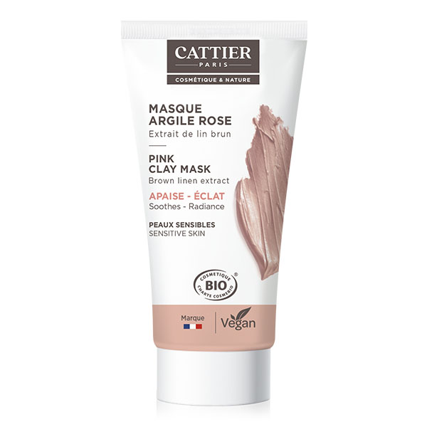 Cattier masque argile rose Bio peau sensible pour le visage