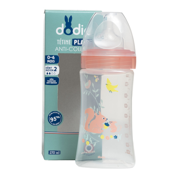 Dodie Biberon Tétine plate débit moyen 270 ml