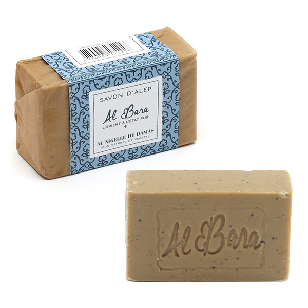Savon d'Alep gommant à l'huile de Nigelle de Damas Al Bara