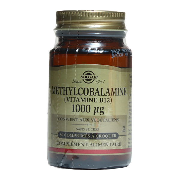 Solgar vitamine B12 méthylcobalamine 1000 µg comprimés à croquer