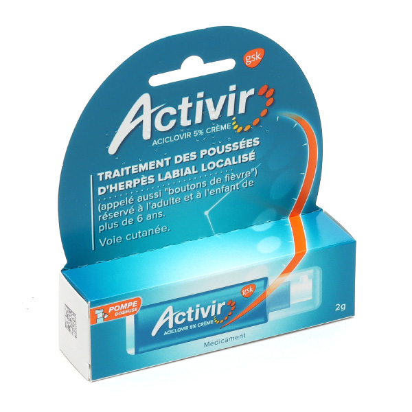 Activir 5% crème pompe doseuse herpès labial