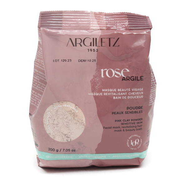 Argiletz Argile rose en poudre masque visage et cheveux