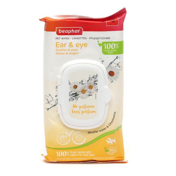 Beaphar Lingettes végétales Oreilles Yeux Chien et Chat