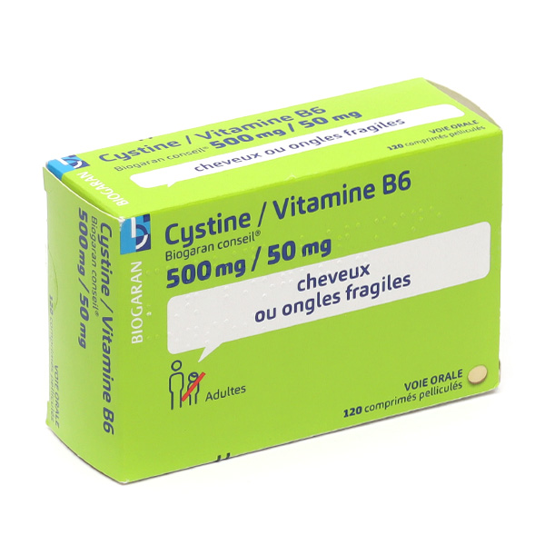 Cystine Vitamine B6 500mg/50mg comprimés chute de cheveu