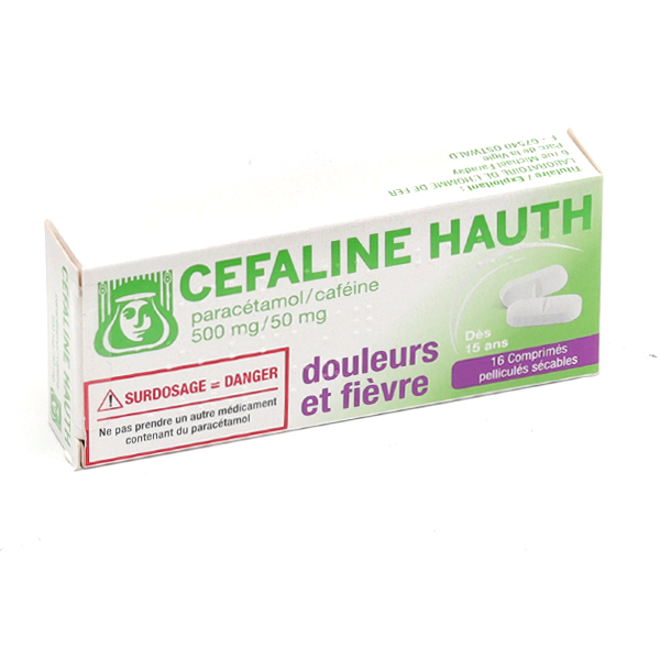 Comprimés douleurs et fièvres Cefaline Hauth 500 mg/50 mg
