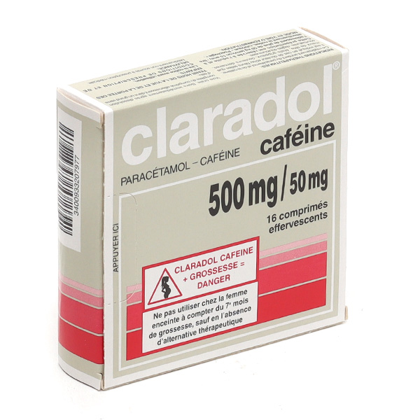 Comprimés effervescents Claradol 500mg paracétamol caféiné