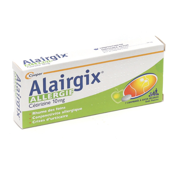 Antihistaminique Alairgix Allergie Cétirizine 10 mg en comprimé