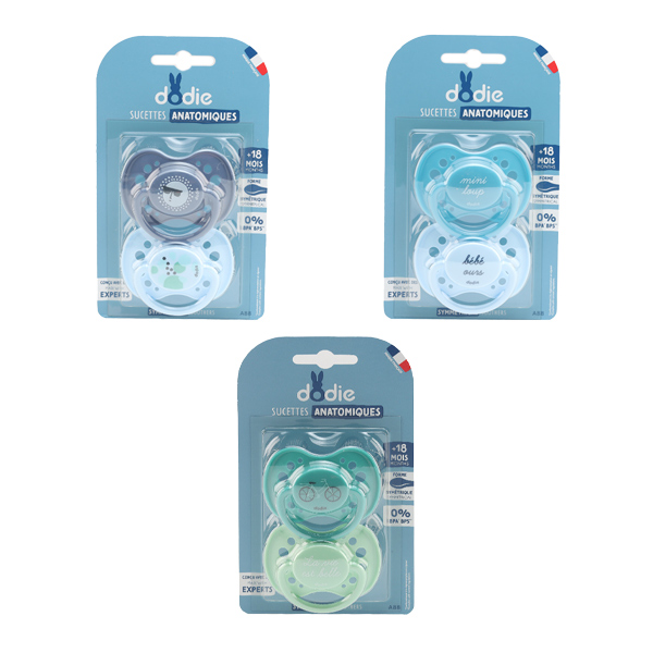 Dodie lot de 2 sucettes anatomiques en silicone +18 mois