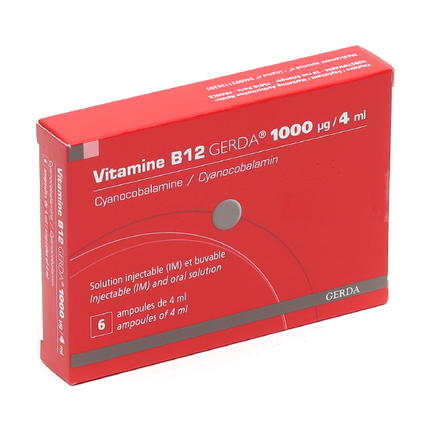Vitamine B12 Gerda 1000 µg injectable et buvable