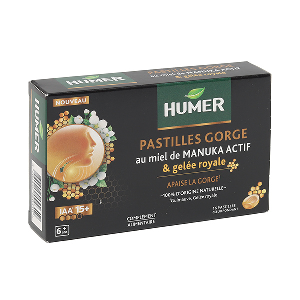 Humer Pastilles pour la gorge au miel de Manuka et Gelée royale