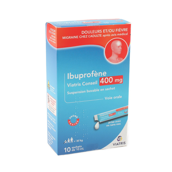 Ibuprofène Viatris 400 mg Douleurs et fièvre suspension buvable