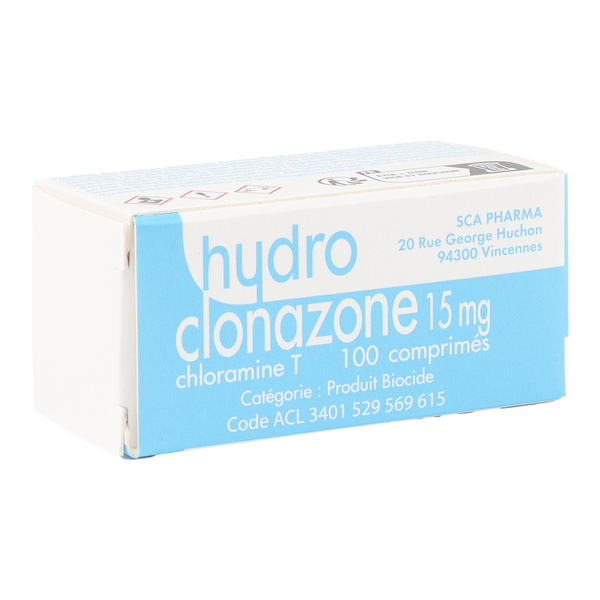 Hydroclonazone 15 mg comprimé pour l'eau