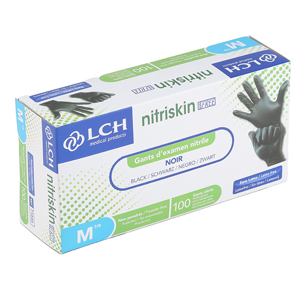 Gants non poudrés noirs en nitrile