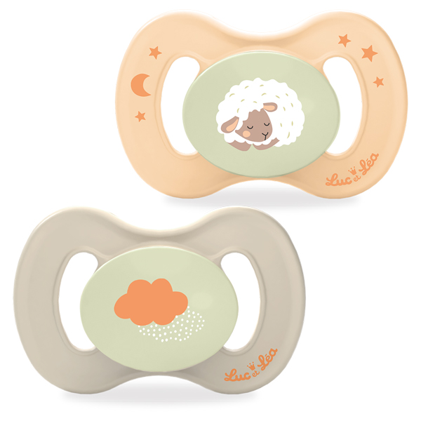 Luc et Léa Nature 2 sucettes silicone anatomiques 0-6 mois Nuit