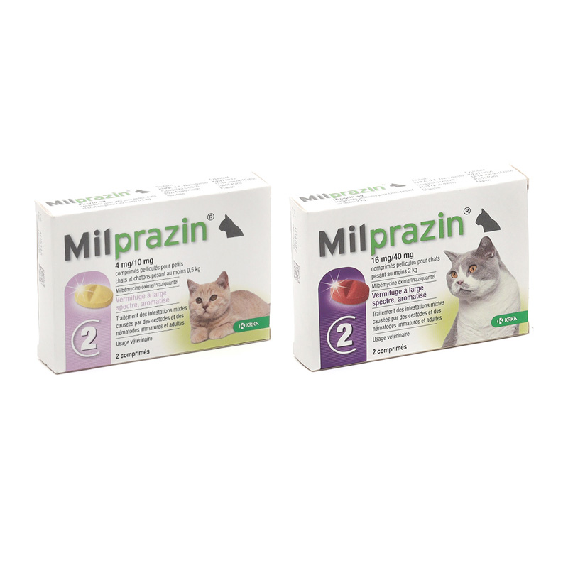 Vermifuge Chat vers rond et plat Milprazin