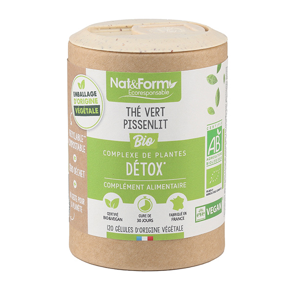 Nat & Form Détox bio gélules de Thé vert et de Pissenlit