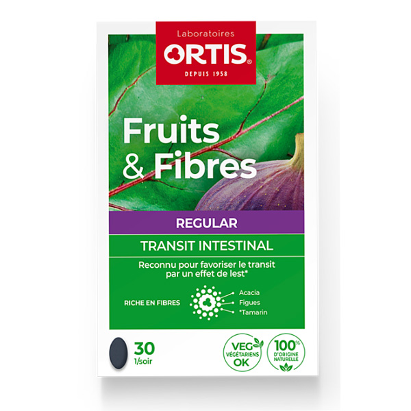 Comprimés Transit intestinal Fruits et Fibres Ortis Regular