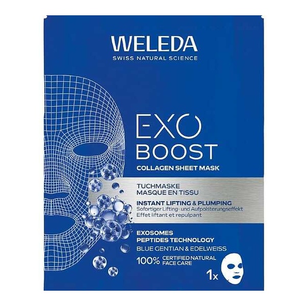 Weleda Exo Boost Masque tissu Collagene Gentiane bleue et Edelweiss