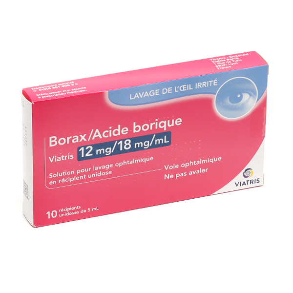 Dosette Borax Acide borique Viatris pour les yeux