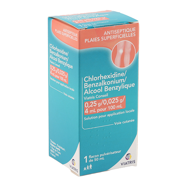 Antiseptique Chlorhexidine Benzalkonium alcool benzylique