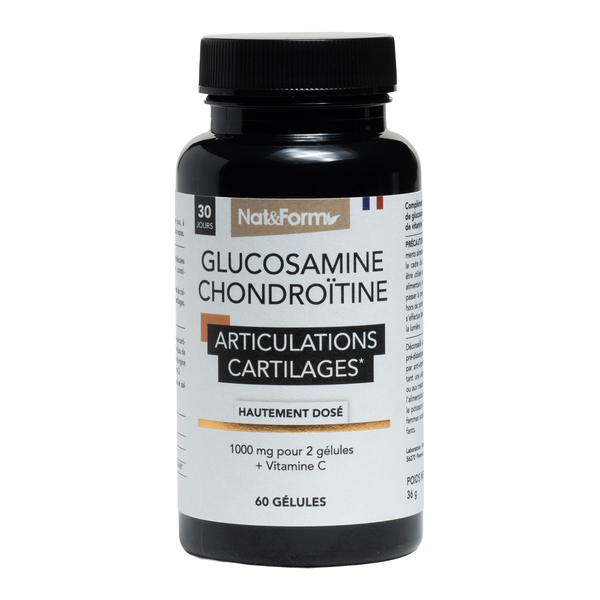Gélules Articulations Glucosamine et Chondroïtine 1000 mg Nat et Form