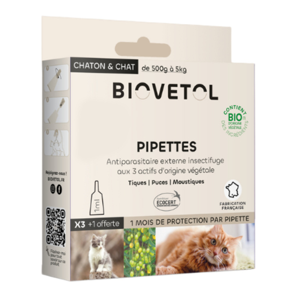 Pipette antiparasitaire chat Biovetol