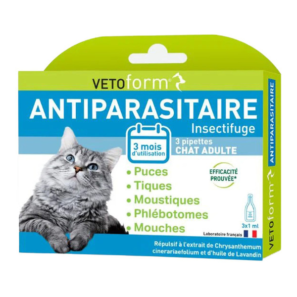 Vetoform Chat Pipette antiparasitaire répulsif