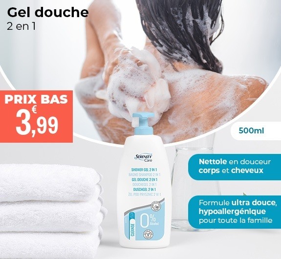 Prix bas Serenity Care gel douche 2 en 1