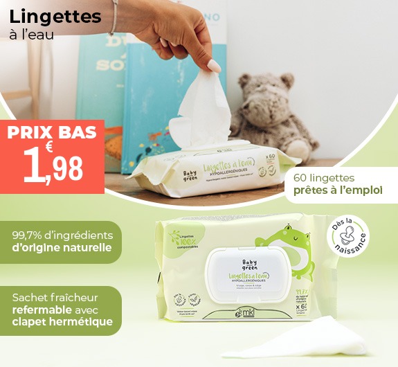 Prix bas lingettes baby green MKL
