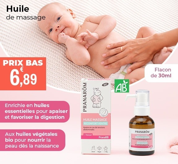 Prix bas Pranarom PranaBB huile massage réconfort ventre Bio