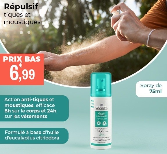 Prix bas Codexial Répulsif tiques et moustiques