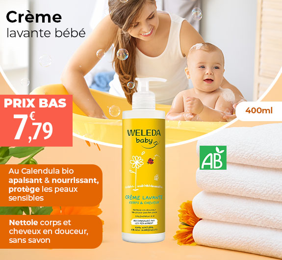 Prix bas crème lavante Calendula bébé Weleda bio