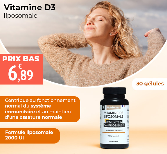 Prix bas Nat et Form Vitamine D3 liposomale 2000 UI gélules