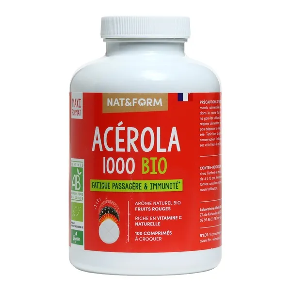 Nat et Form Acérola 1000 Bio comprimés à croquer