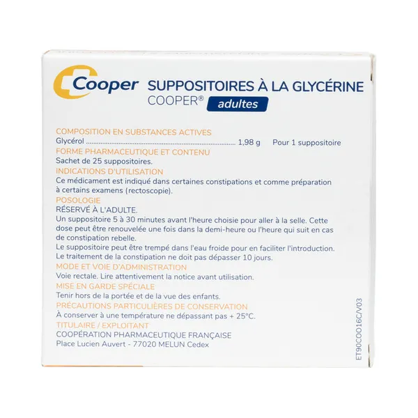 Suppositoire glycérine Adulte