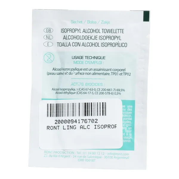 Ront Lingette alcool isopropylique 70%
