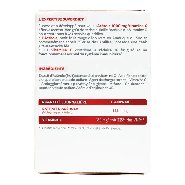 Super Diet Acérola 1000 mg Vitamine C comprimés effervescents
