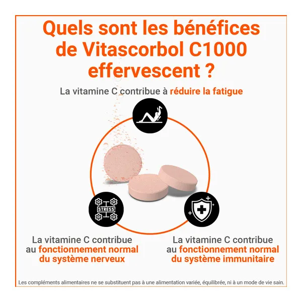 Vitascorbol C1000 vitamine C comprimés effervescents