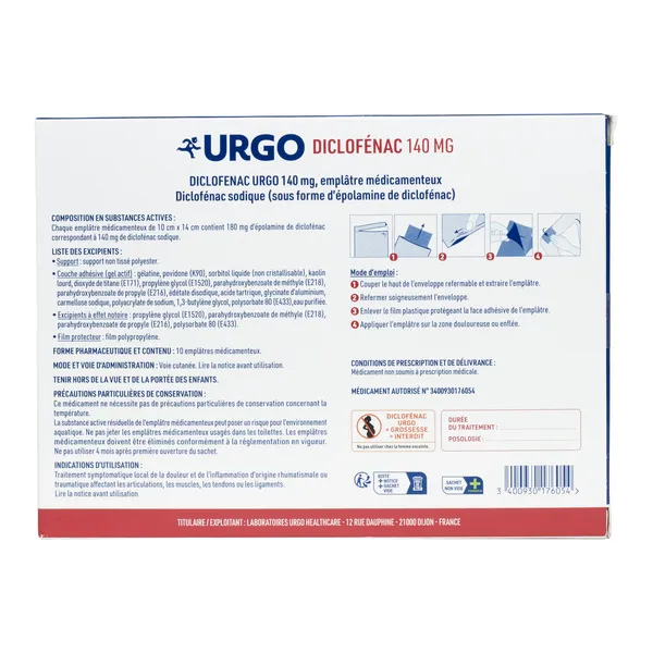 Urgo patch anti inflammatoire Diclofenac 140 mg