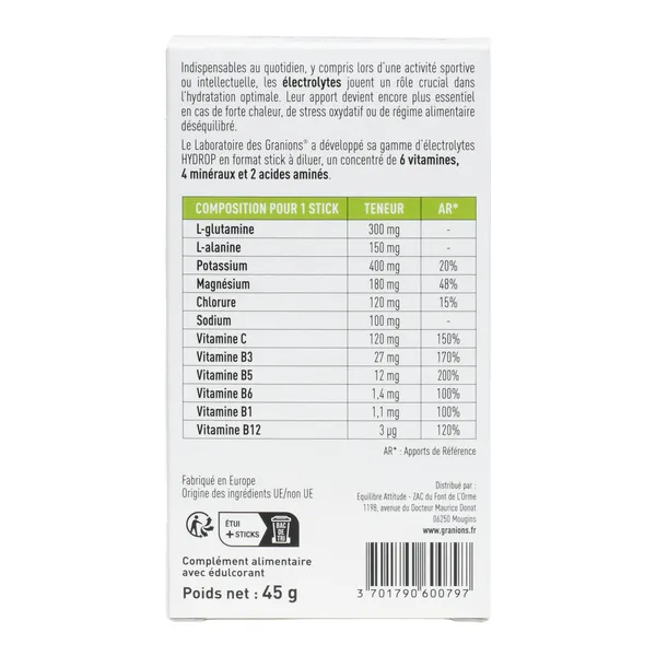 Granions Hydrop Booster d'hydratation stick