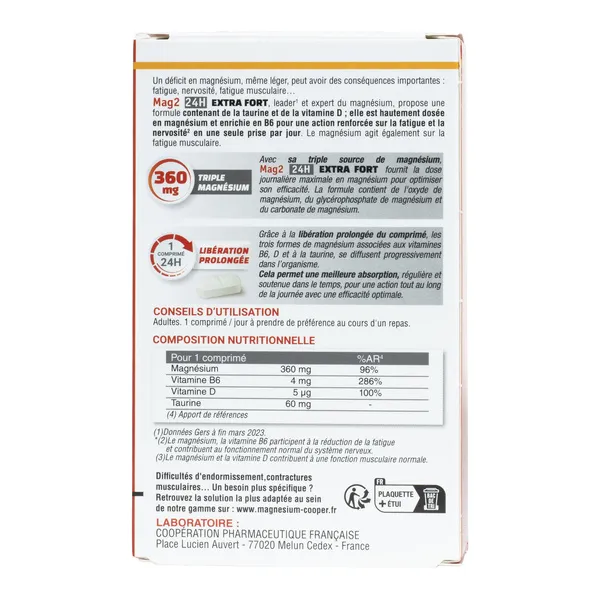 Mag 2 24h Extra Fort comprimés
