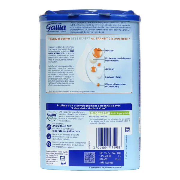 Gallia Bébé Expert AC transit lait 2ème âge