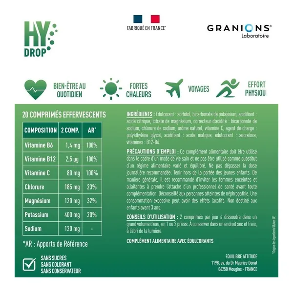 Granions Hydrop Vitamines et Minéraux comprimés