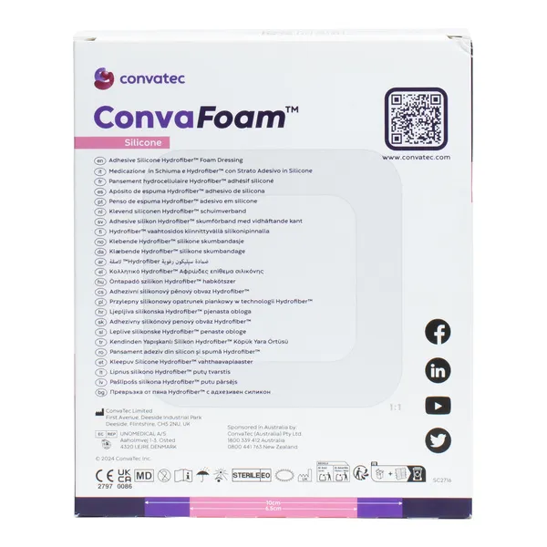 ConvaFoam carré pansement hydrocellulaire siliconé adhésif